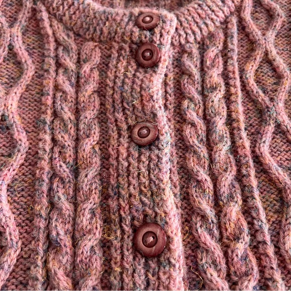 Cable Knit Sweater Vest Pink Handmade Crochet Vest - Picture 4 of 7